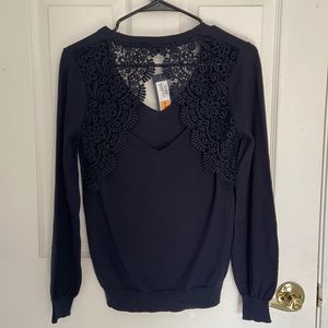Sweater cute with lace upper back